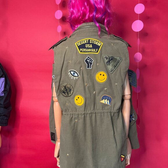 Upcycled Military Patch Vest – Zara Woman Premium Denim Collection - Picture 1 of 12